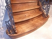 Stained finish on maple stairs