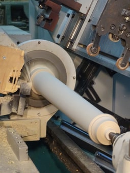 CNC lathe in action.