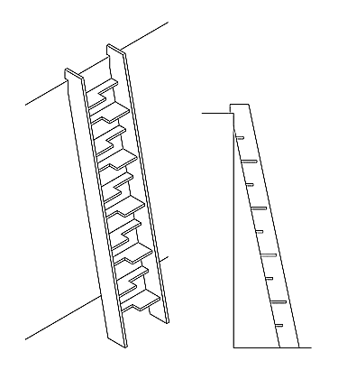 Loft Ladder with Alternating Treads